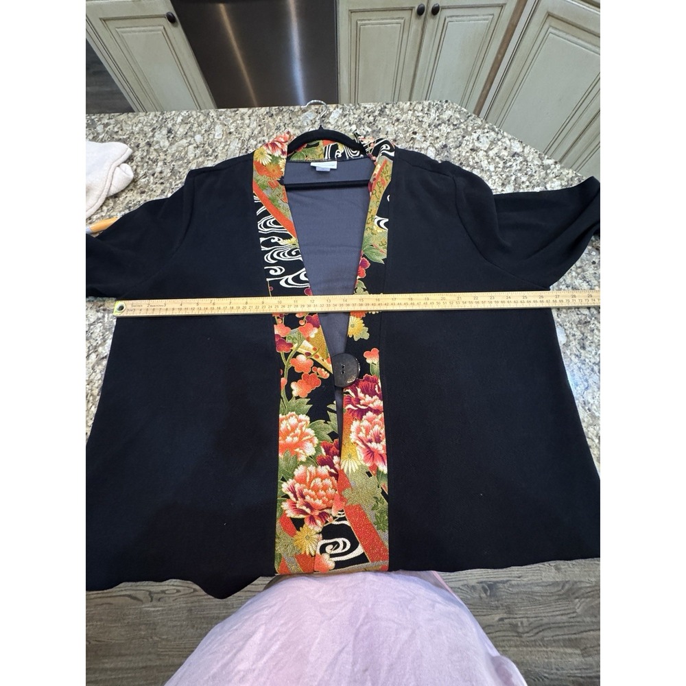Soft Surroundings Black & Floral Asian Print Kimono Jacket Size 2X - Picture 8 of 11